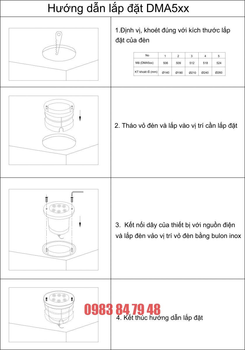 ĐÈN LED ÂM NƯỚC ÁNH SÁNG ĐA SẮC 24W (DMA5249) - Image 2