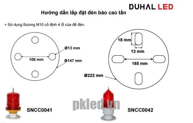 Kích thước lỗ SNCC0041; SNCC0042