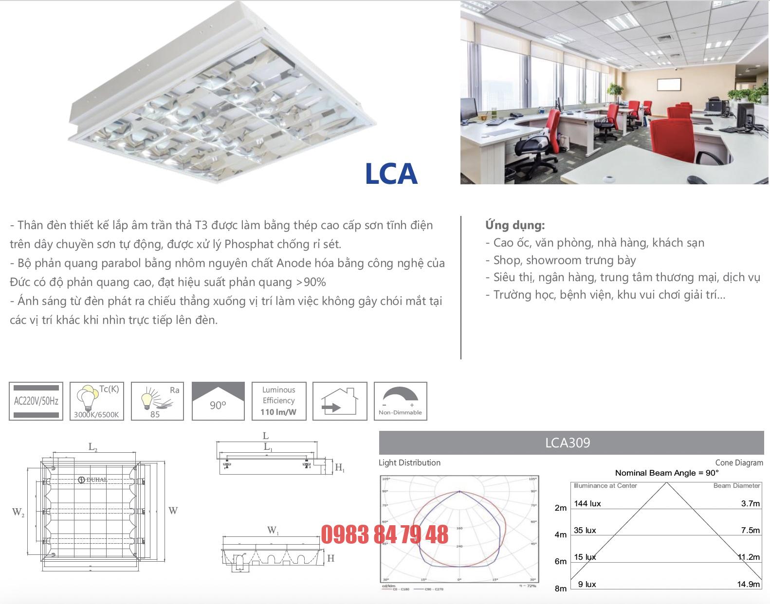 MÁNG ĐÈN PHẢN QUANG ÂM TRẦN 4x18W (LCA418) - Ảnh 2