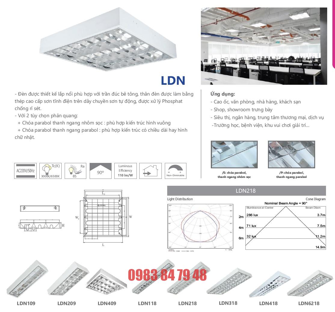 Máng đèn phản quang lắp nổi 3x18W LDN318 Duhal - Ảnh 2