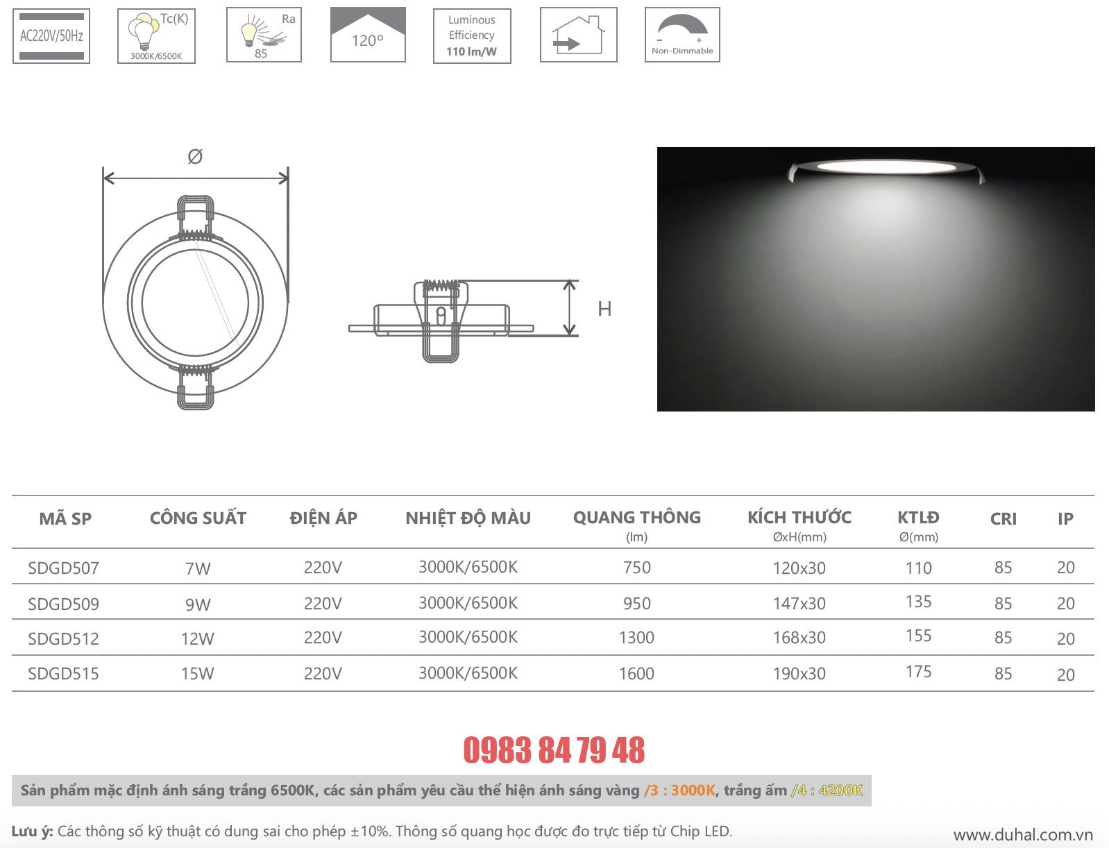 ĐÈN LED PANEL ÂM TRẦN 9W (SDGD509) - Image 2