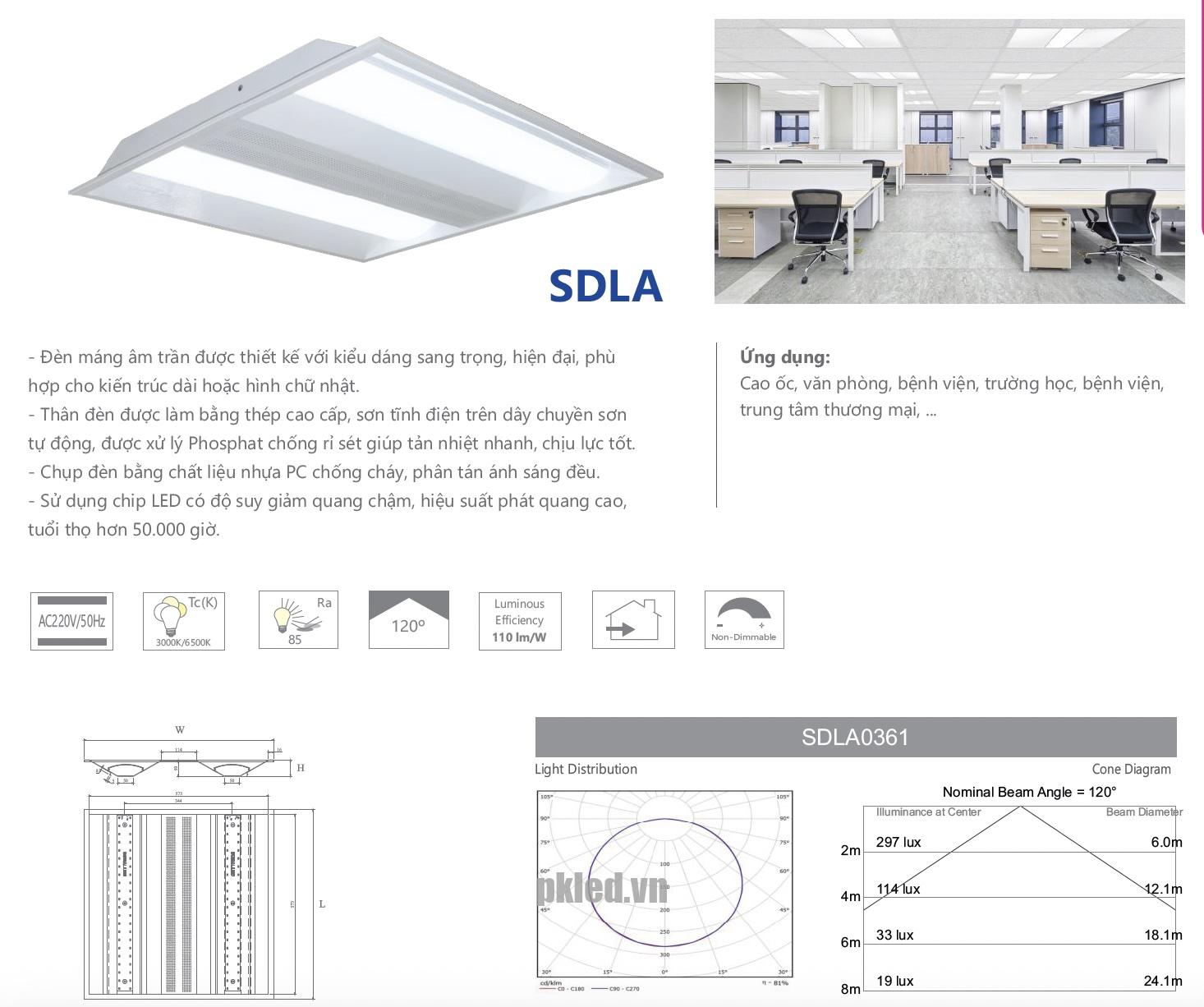 Đèn máng led âm trần 18W SDLA0181 Duhal - Ảnh 2
