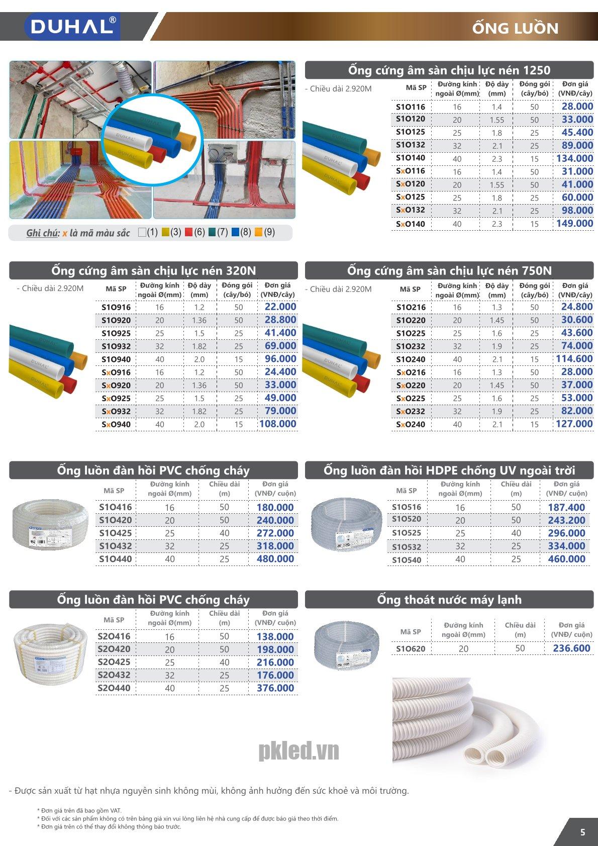 Trang 5 - Bảng giá Duhal năm 2025
