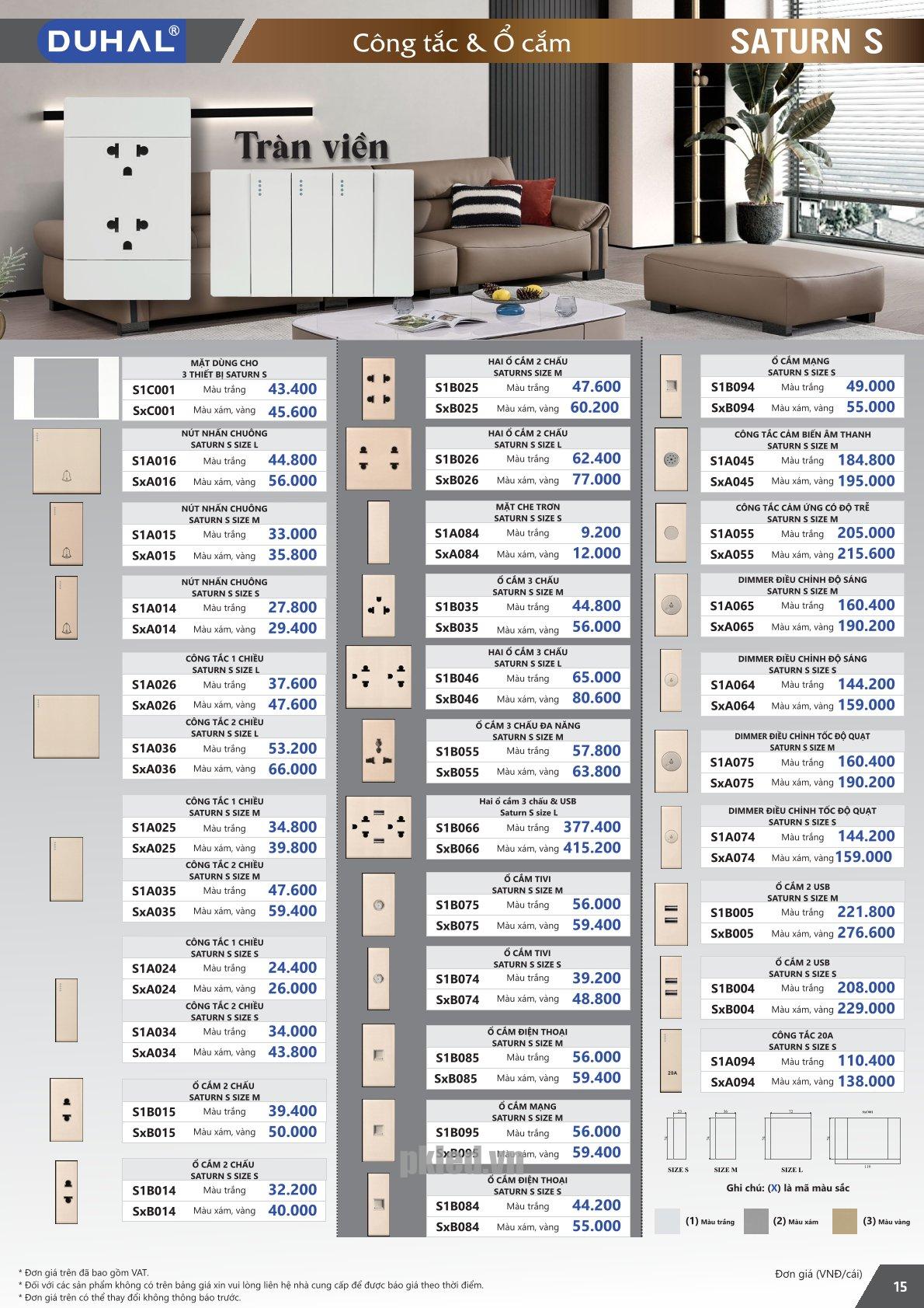 Trang 15 - bảng giá Duhal mới nhất 2025