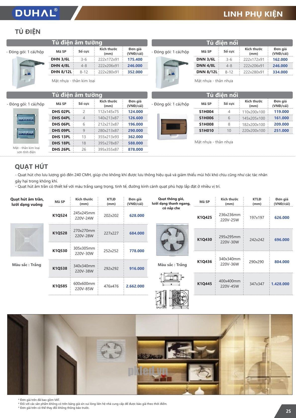 Trang 25 bảng giá đèn Duhal năm 2026