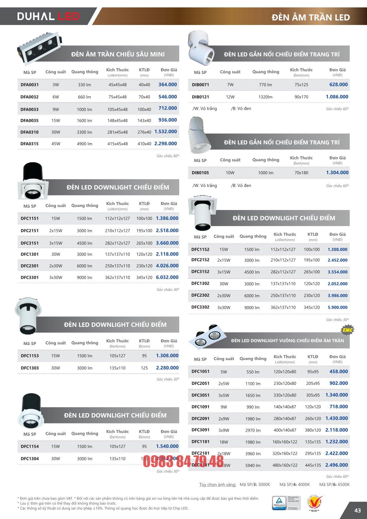 Đèn LED Downlight Vuông Chiếu Điểm Âm Trần 2x5W (DFC2051) - Ảnh 2