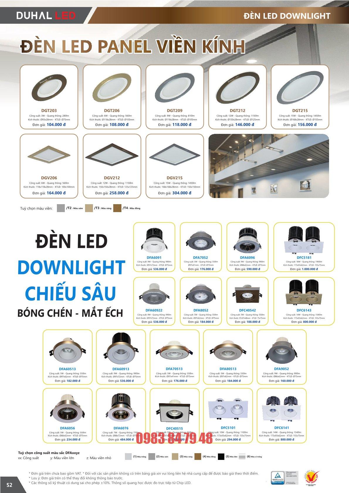 Trang 52 bảng giá đèn Duhal năm 2026