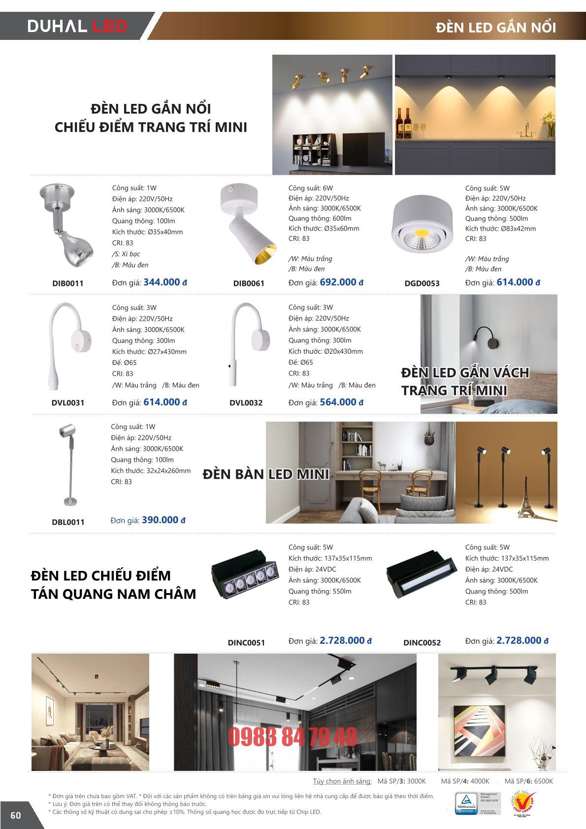 Trang 60 bảng giá đèn Duhal năm 2026