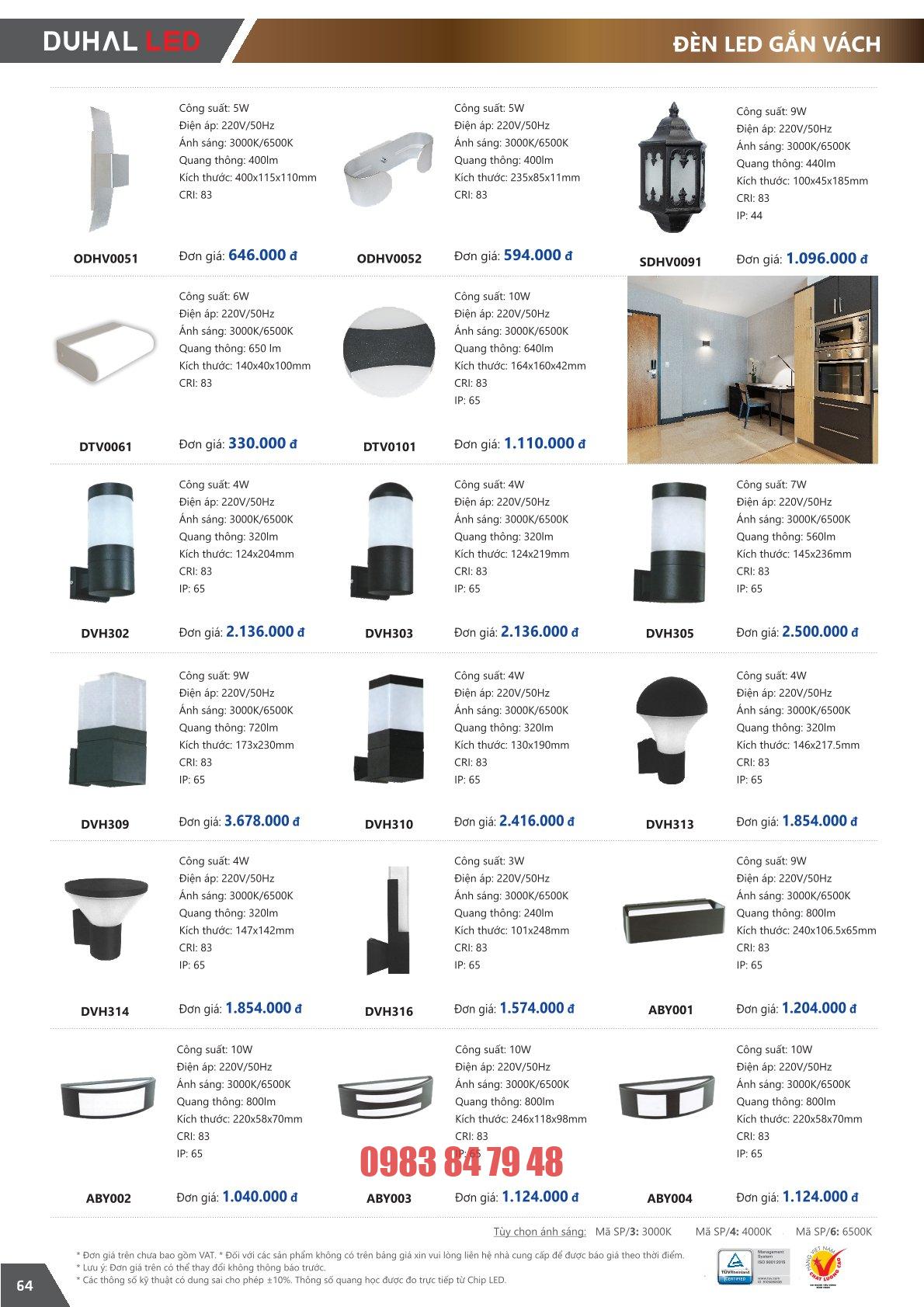 Trang 64 bảng giá đèn Duhal năm 2026