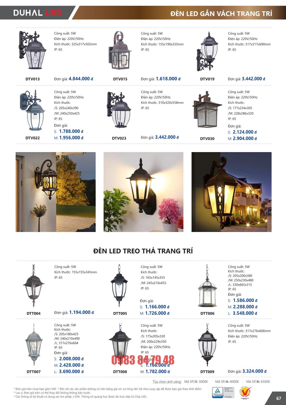 Trang 67 bảng giá đèn Duhal năm 2026