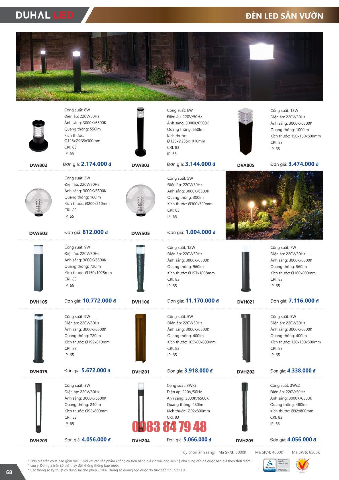 Trang 68 bảng giá đèn Duhal năm 2026