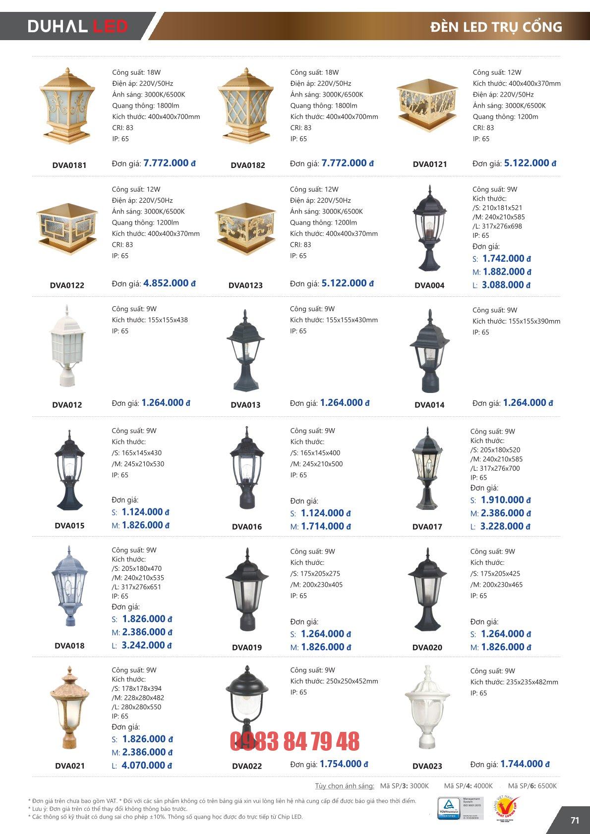 Đèn trụ cổng 12W DVA0122 Duhal - Ảnh 2