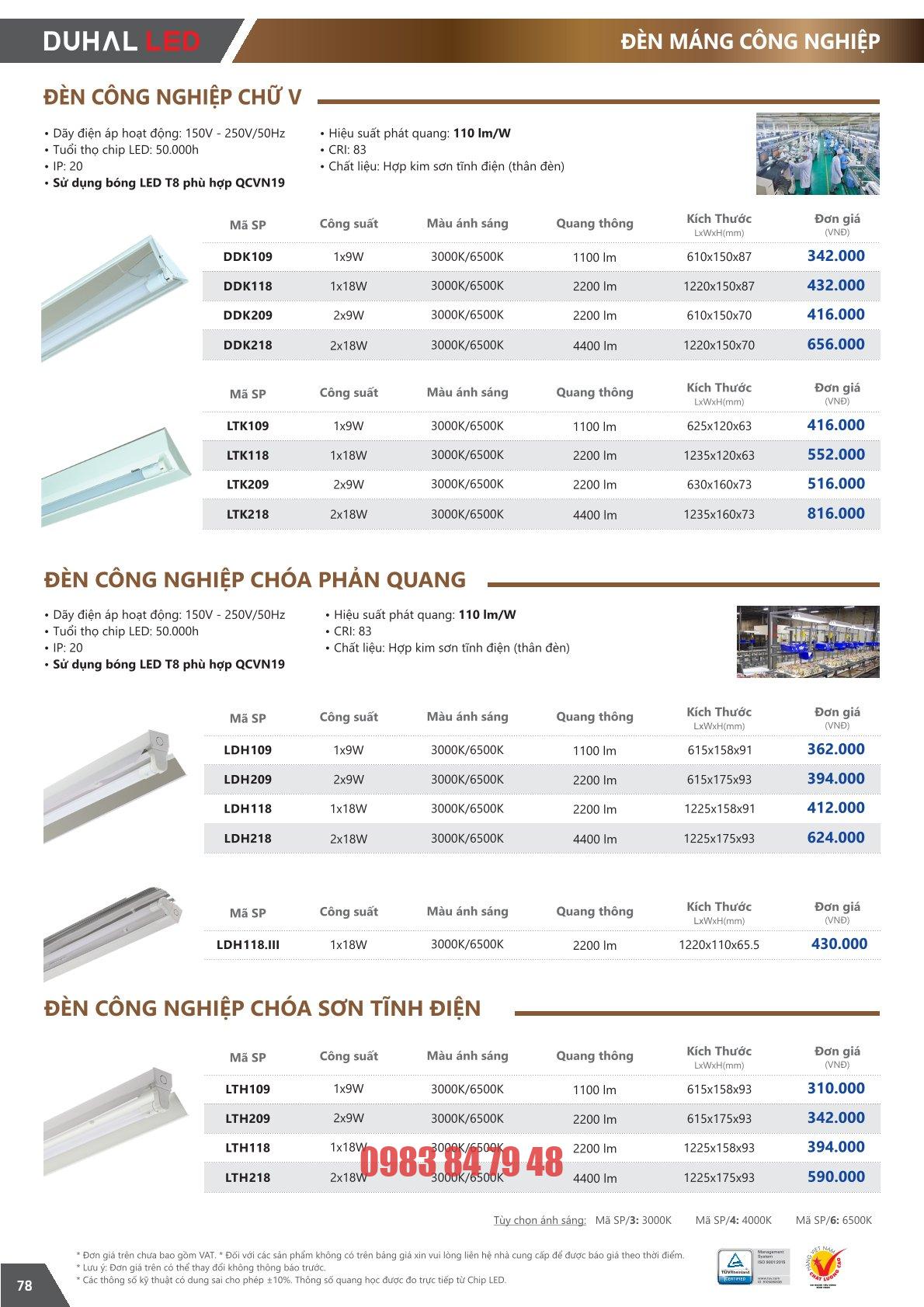 ĐÈN CÔNG NGHIỆP CHÓA SƠN TĨNH ĐIỆN 1x9W (LTH109) - Ảnh 2