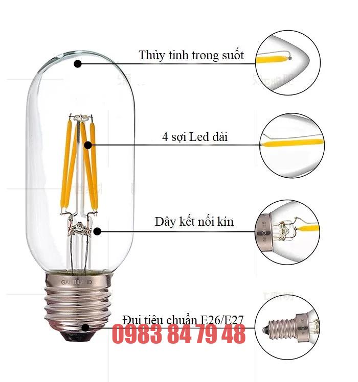 Bóng đèn LED trang trí DSYT45-E27 Vỏ Trong, Ánh sáng vàng ấm, đẹp nổi bật