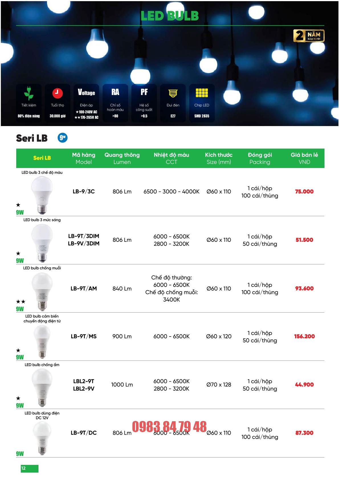 Bóng đèn led tròn thương hiệu MPE