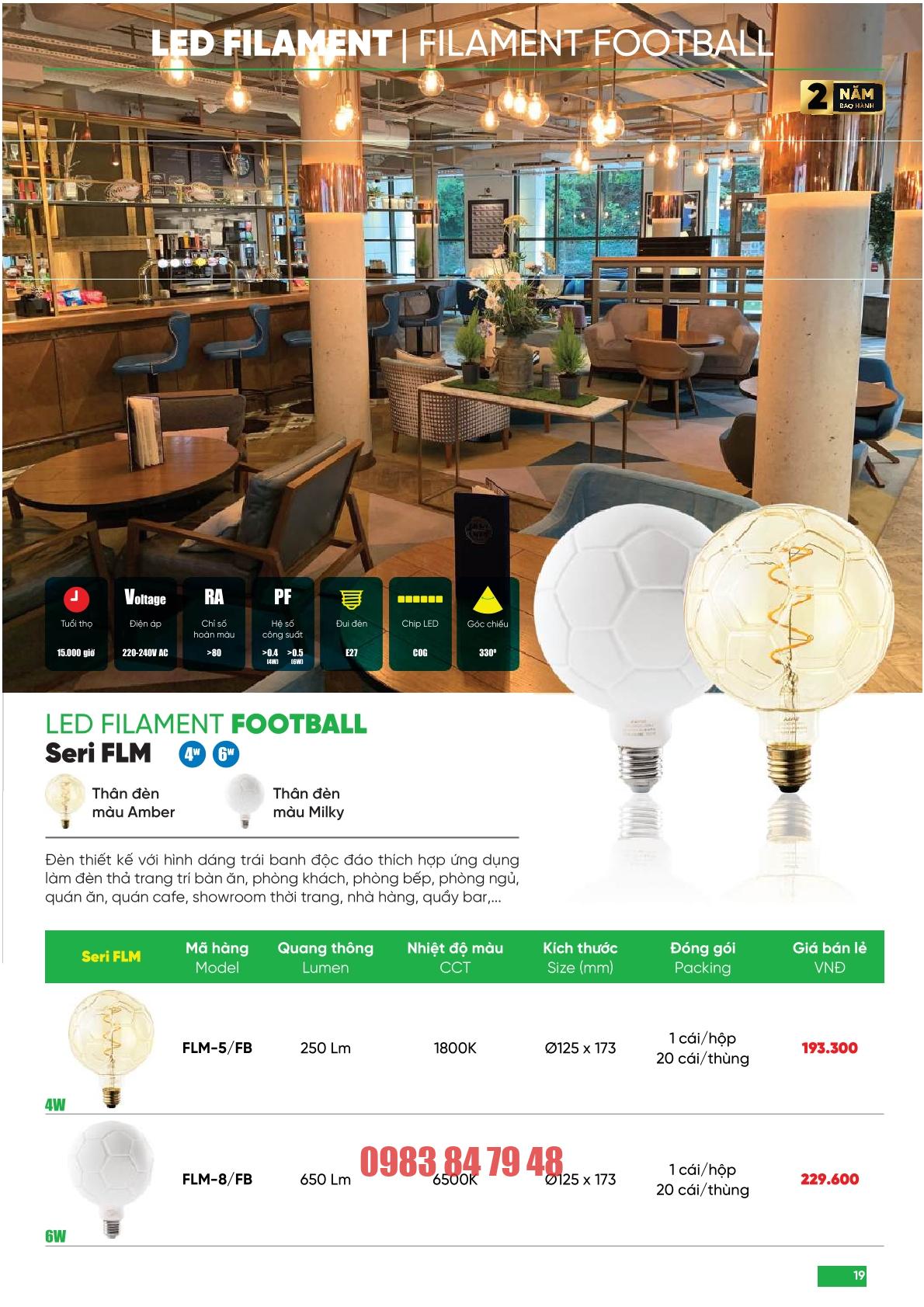 Đèn trang trí Filament mẫu tròn hình quả bóng hiệu MPE