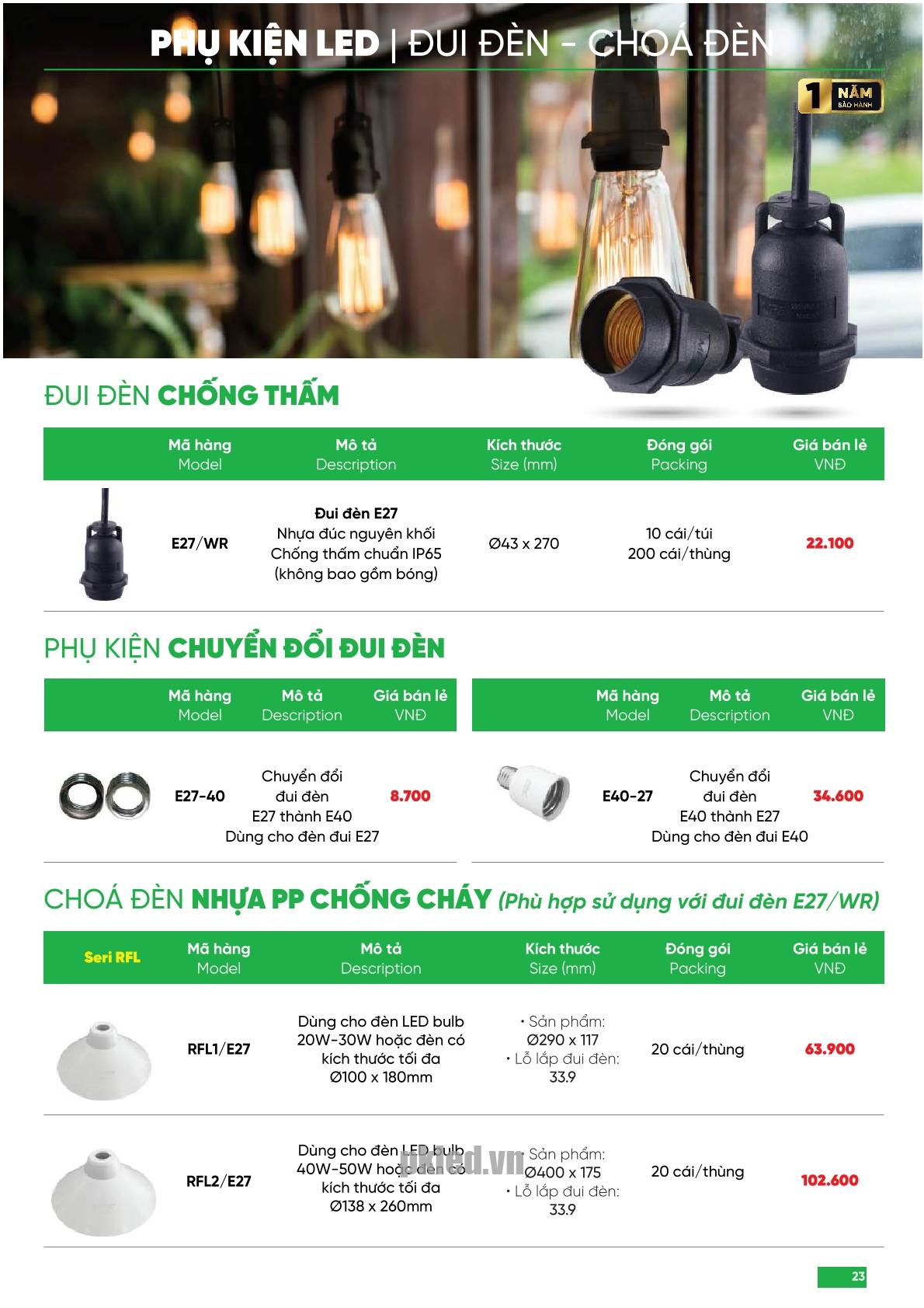 Trang 23 bảng báo giá đèn MPE năm 2026