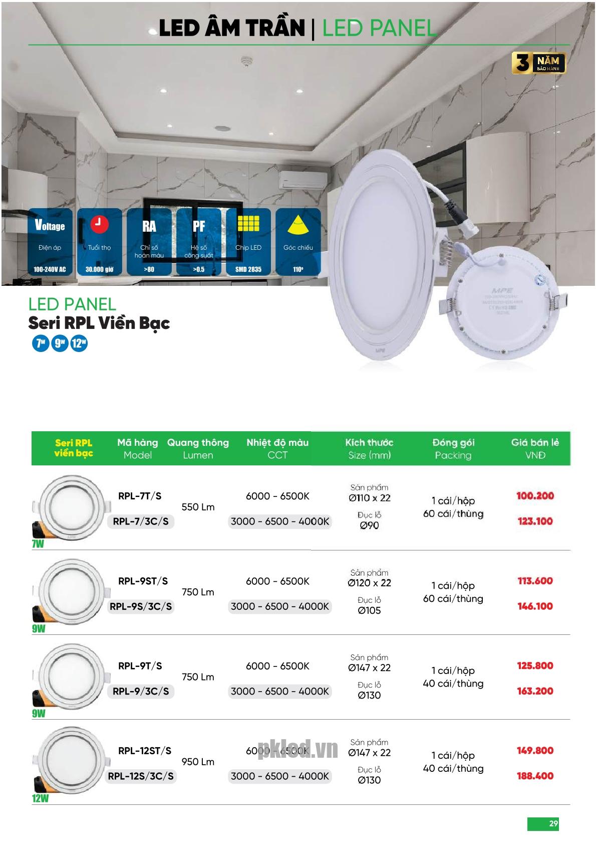 Trang 29 bảng báo giá đèn MPE năm 2026