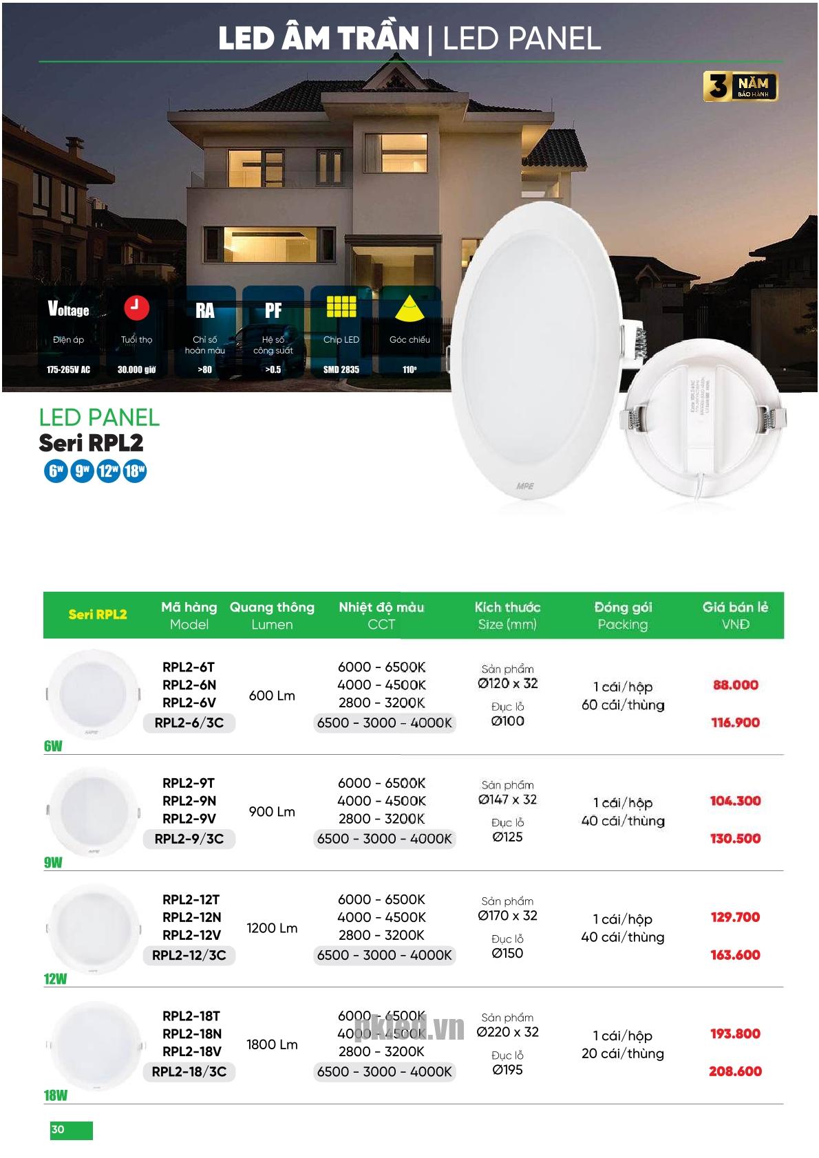 Trang 30 bảng báo giá đèn MPE năm 2026