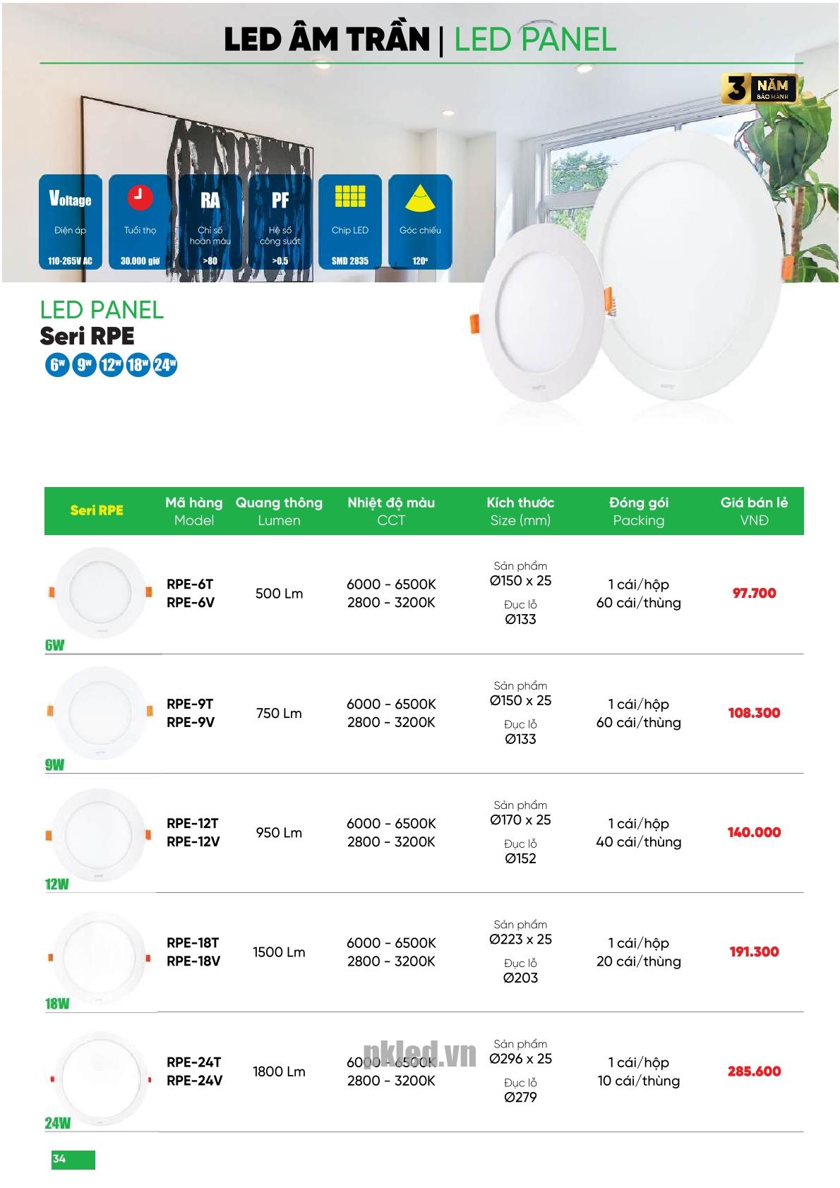 Trang 34 bảng báo giá đèn MPE năm 2026