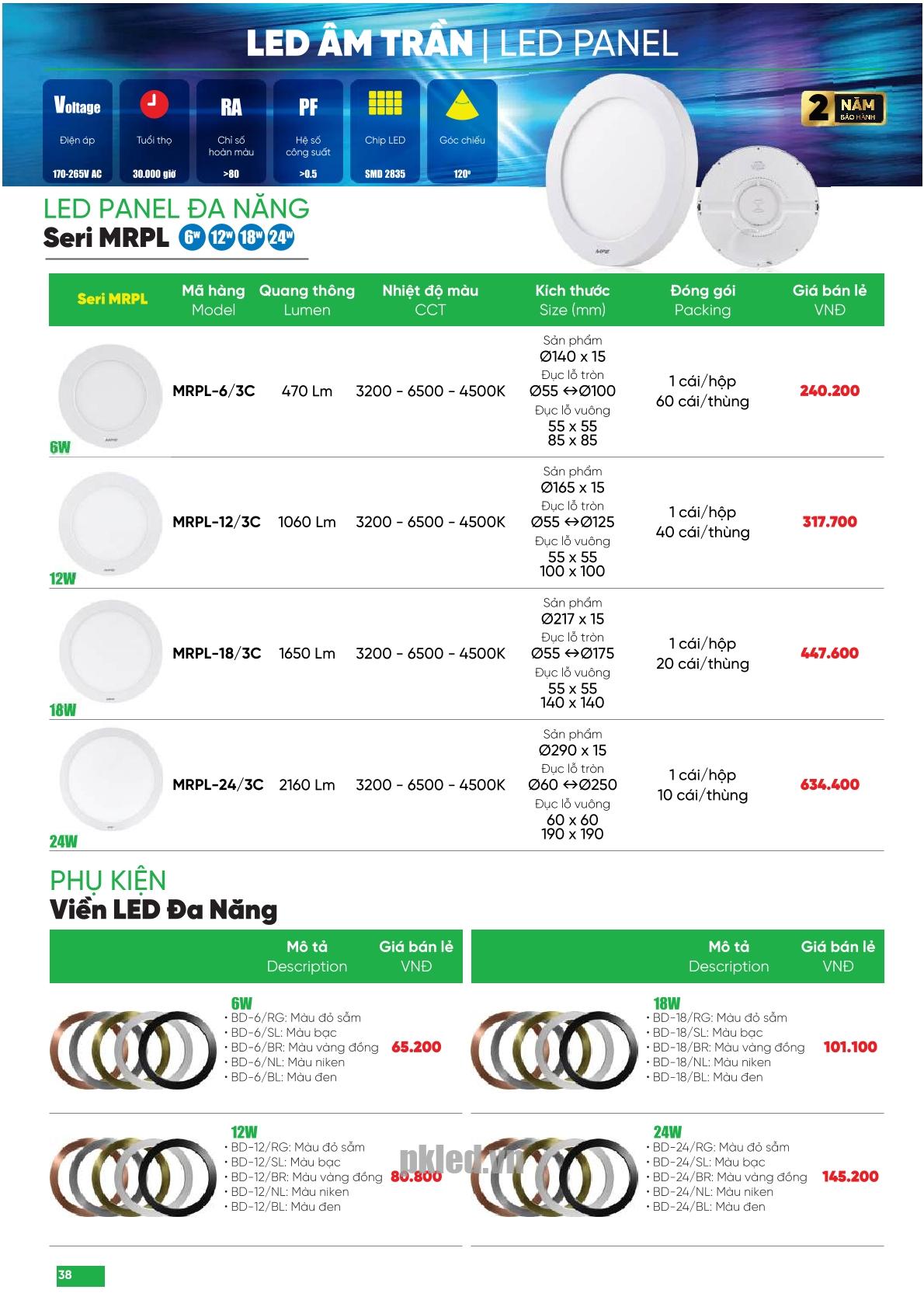 Trang 38 bảng báo giá đèn MPE năm 2026