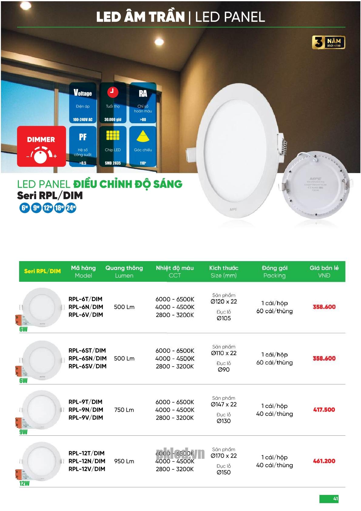 Trang 41 bảng báo giá đèn MPE năm 2026