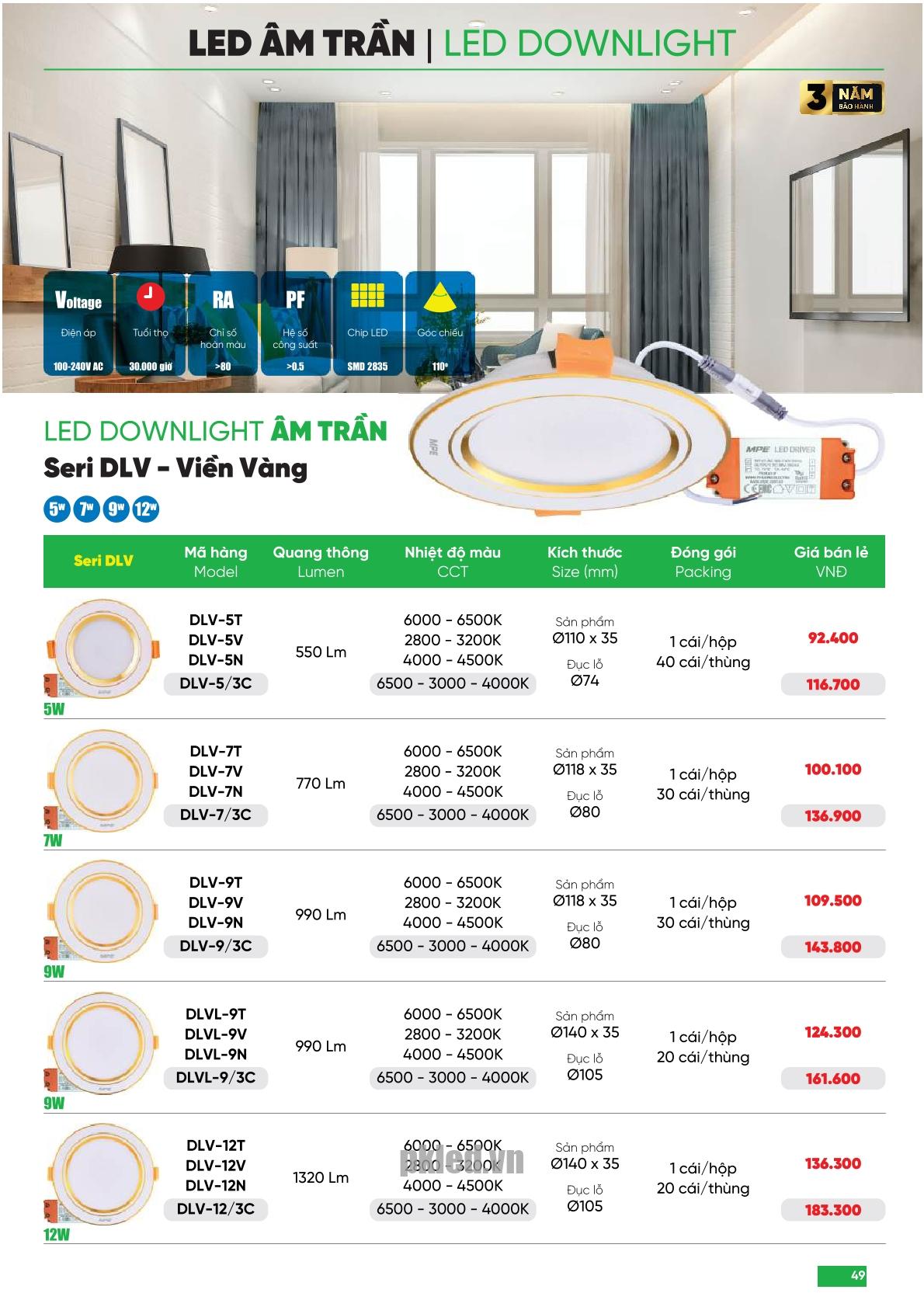 Trang 49 bảng báo giá đèn MPE năm 2026