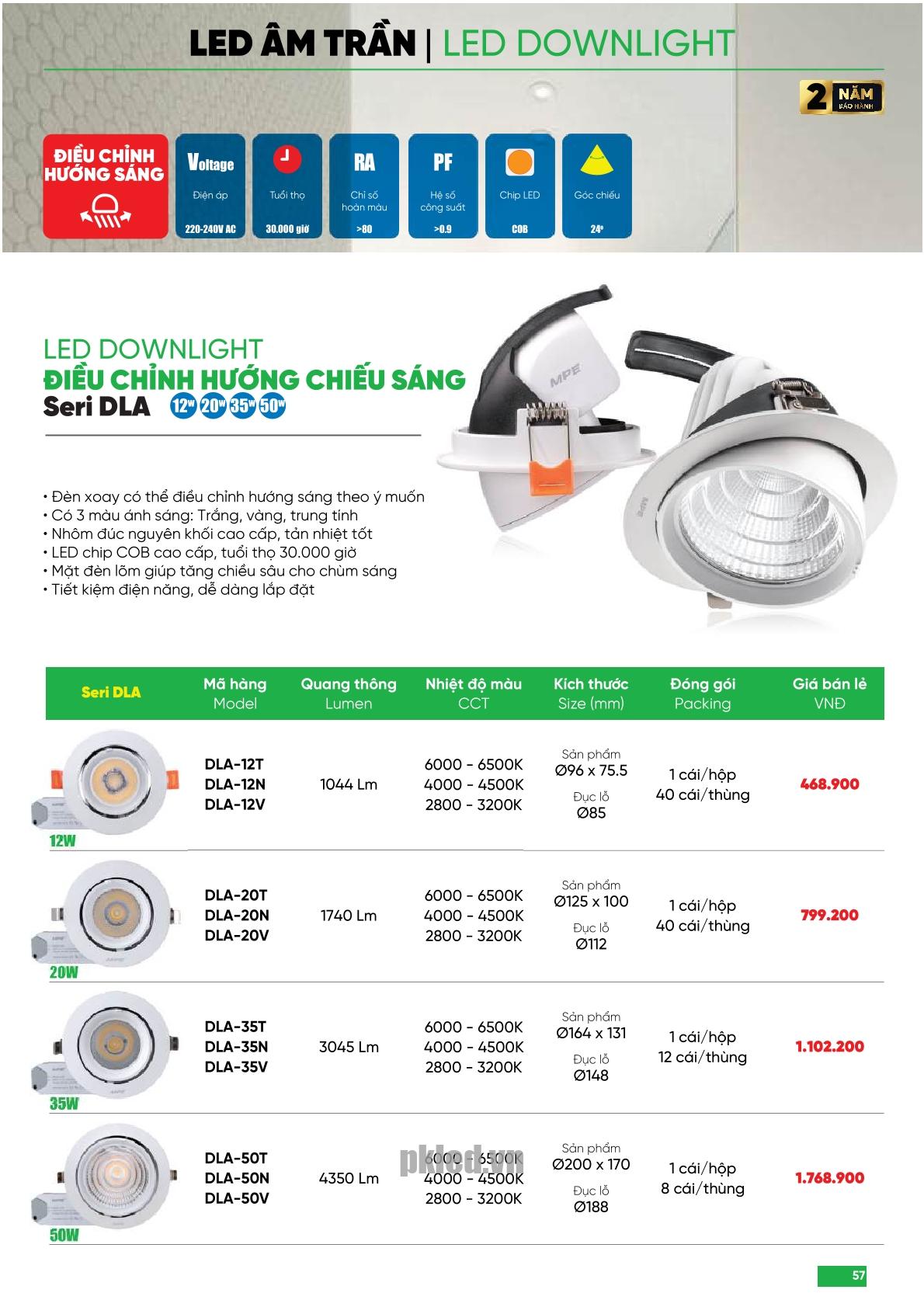 Trang 57 bảng báo giá đèn MPE năm 2026