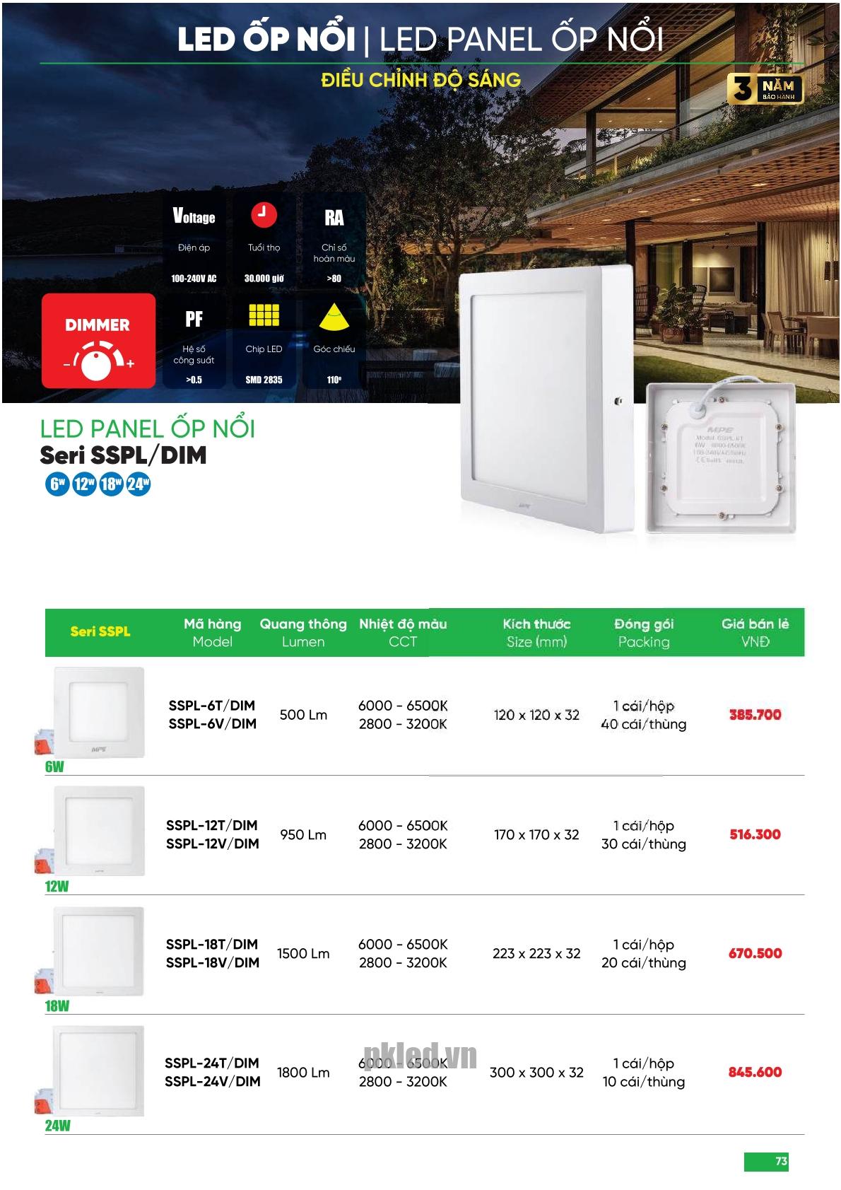 Trang 73 bảng báo giá đèn MPE năm 2025