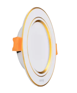 LED Downlight âm trần nhôm, viền vàng 9W - 3 chế độ màu DLV2-9/3C MPE