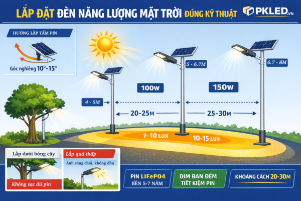 Lắp đặt đ&egrave;n năng lượng mặt trời đ&uacute;ng kỹ thuật - Điện PK