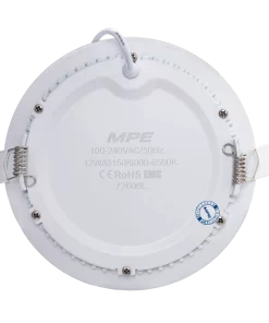 LED Panel âm trần nhôm viền bạc mặt tròn 12W phi nhỏ ánh sáng trắng RPL-12ST/S MPE