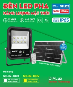 Đèn pha năng lượng mặt trời 100W ánh sáng trắng SFLD2-100T MPE
