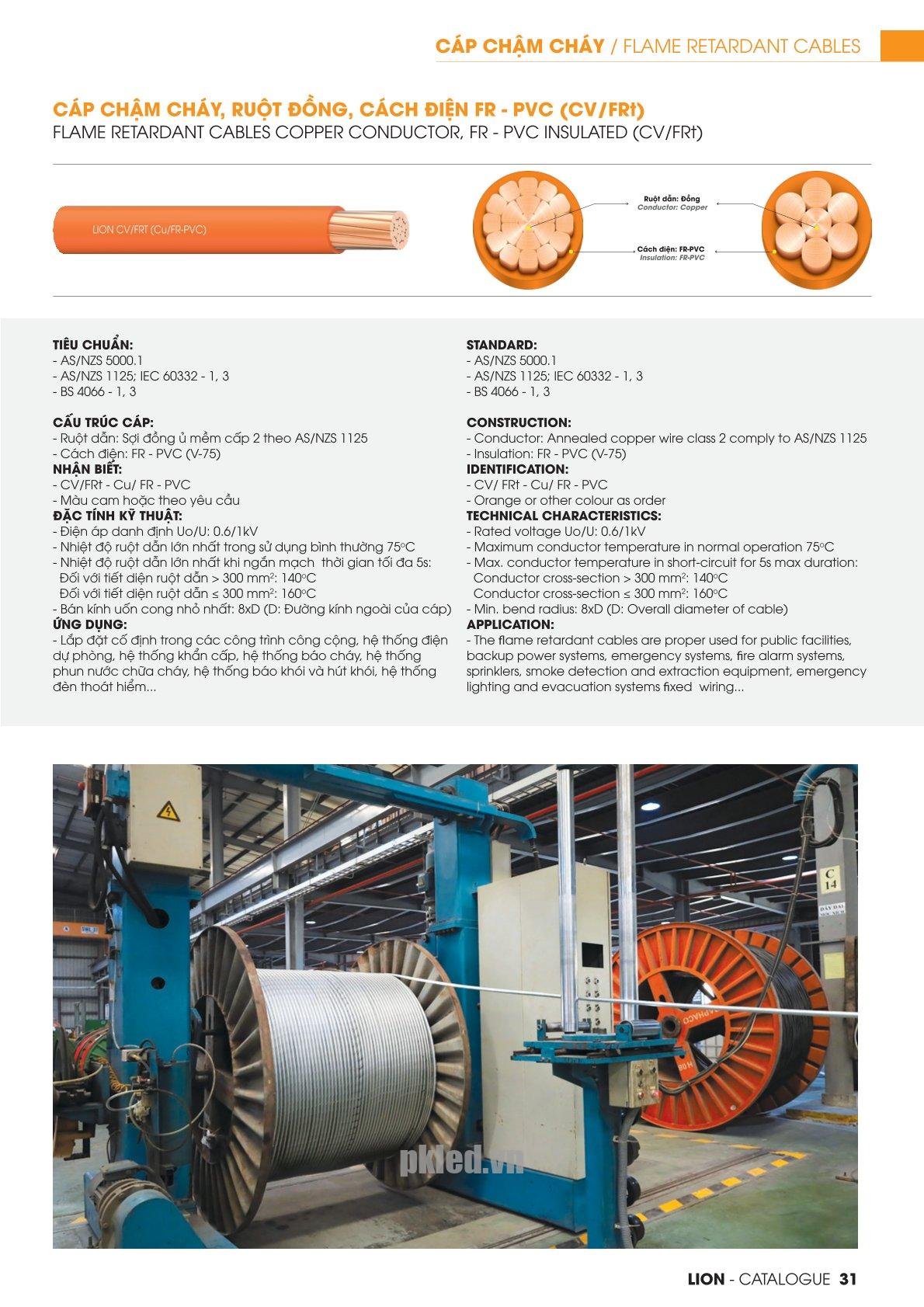 Trang 31 - Tài liệu kỹ thuật đây cáp chậm cháy CV/FRT LION 2026 (DAPHACO)