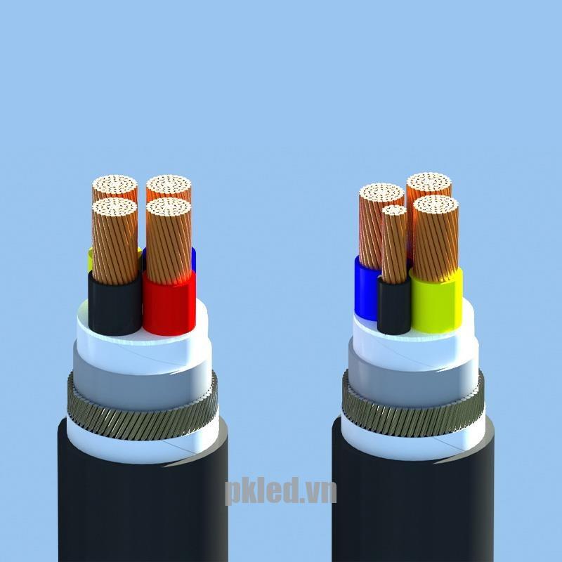 Hình ảnh mô phỏng cấu trúc lõi cáp Cadivi CVV/DSTA 4 lõi