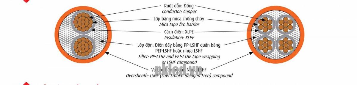 Hình ảnh mô phỏng cấu trúc lõi cáp Cadivi CXE/FR