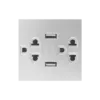 Hai ổ cắm 3 chấu USB size L màu trắng Duhal S1B066