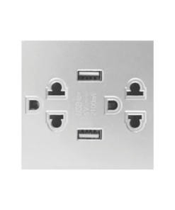 Hai ổ cắm 3 chấu USB size L màu trắng Duhal S1B066