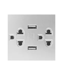 Hai ổ cắm 3 chấu USB size L màu trắng Duhal S1B066