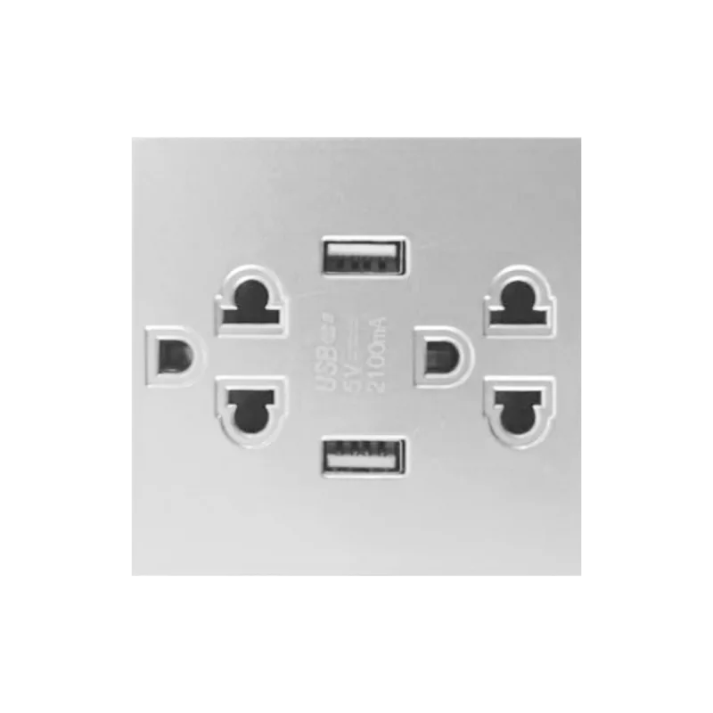 Hai ổ cắm 3 chấu USB size L màu trắng Duhal S1B066