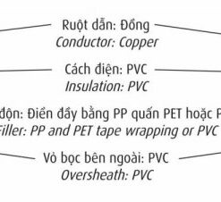 Hình ảnh mô phỏng cấu trúc lõi cáp Cadivi CVV,CXV,CXE