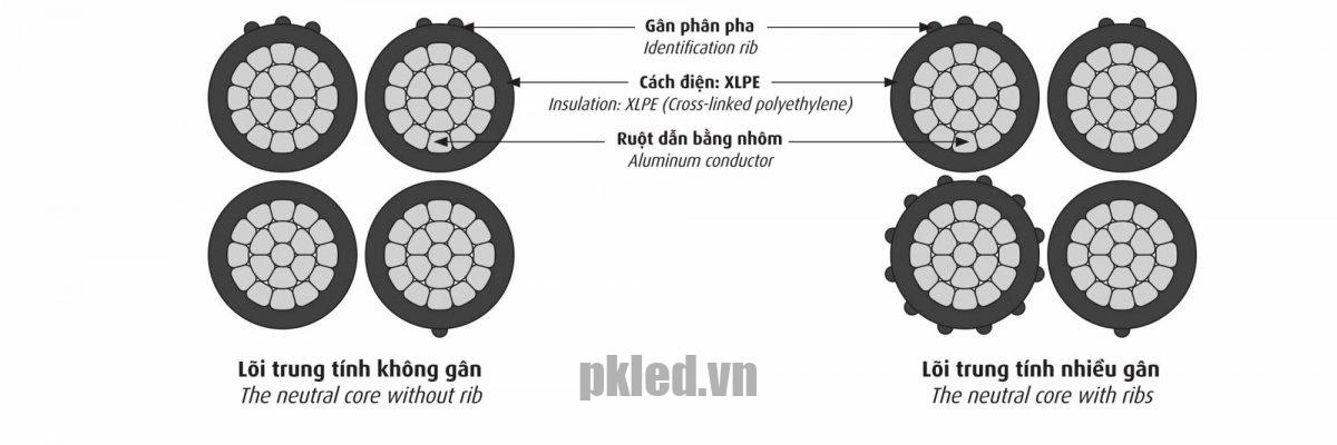 Hình ảnh mô phỏng cấu trúc lõi cáp Cadivi LV_ABC
