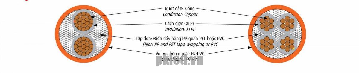 Hình cấu trúc dây cáp Cadivi CXV/FRT
