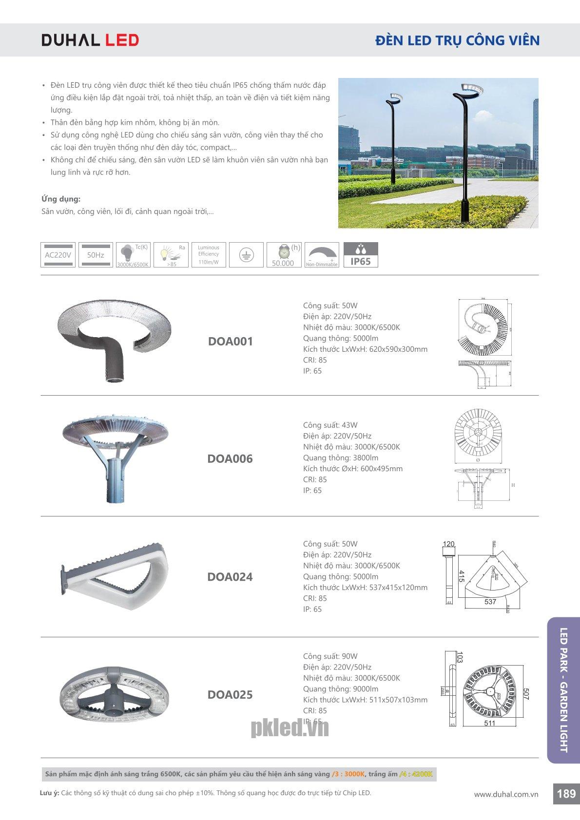 Trang 189- Tài liệu kỹ thuật đèn led Duhal series DOA