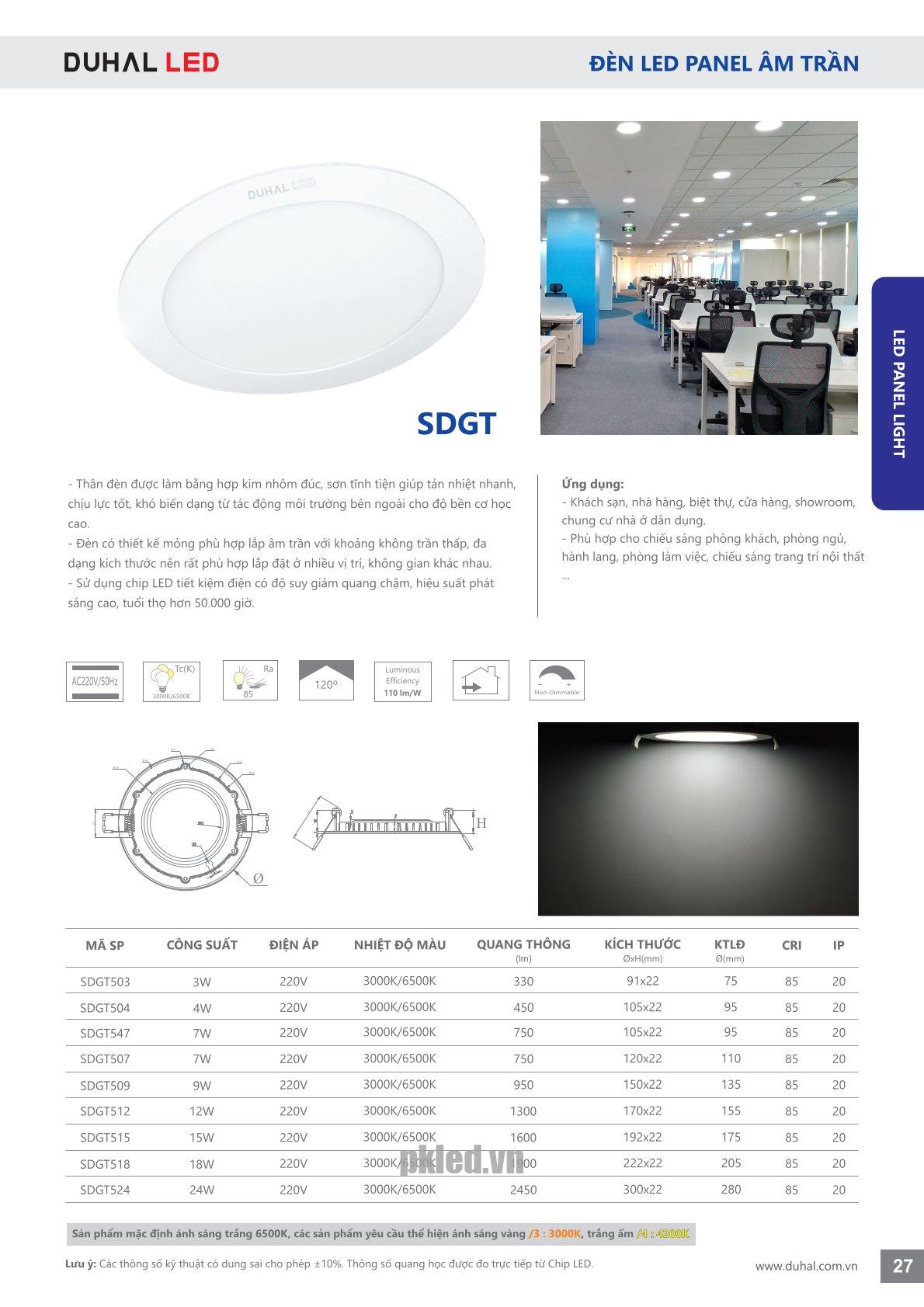 Trang 27- Tài liệu kỹ thuật đèn led Duhal series SDGT