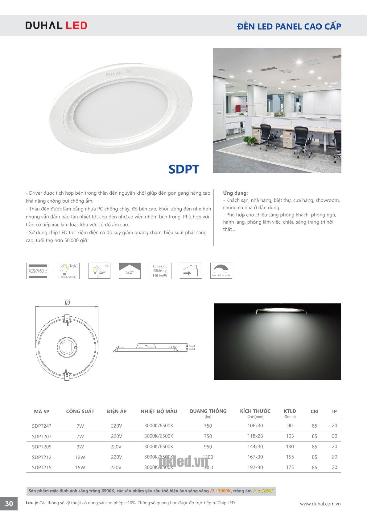 Trang 30- Tài liệu kỹ thuật đèn led Duhal series SDPT