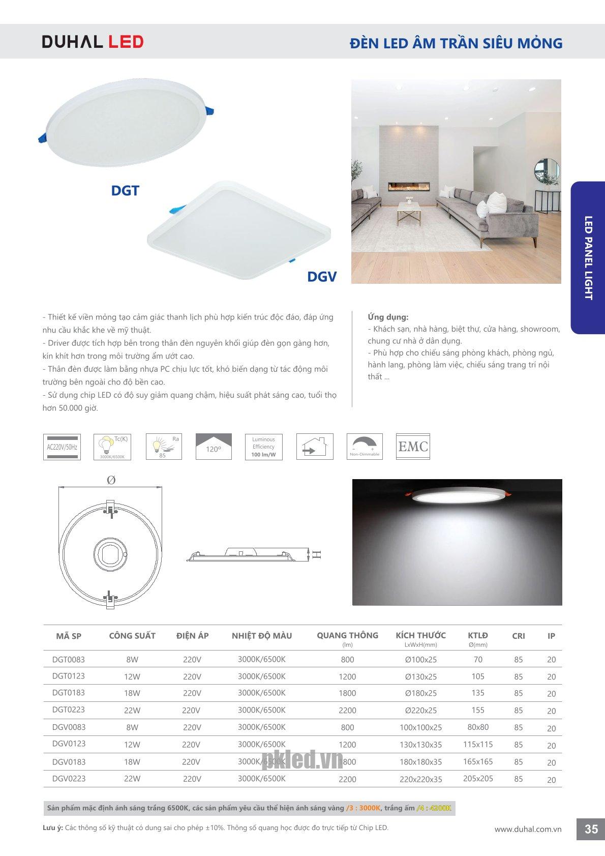 Trang 35- Tài liệu kỹ thuật đèn led Duhal series DGT, DGV