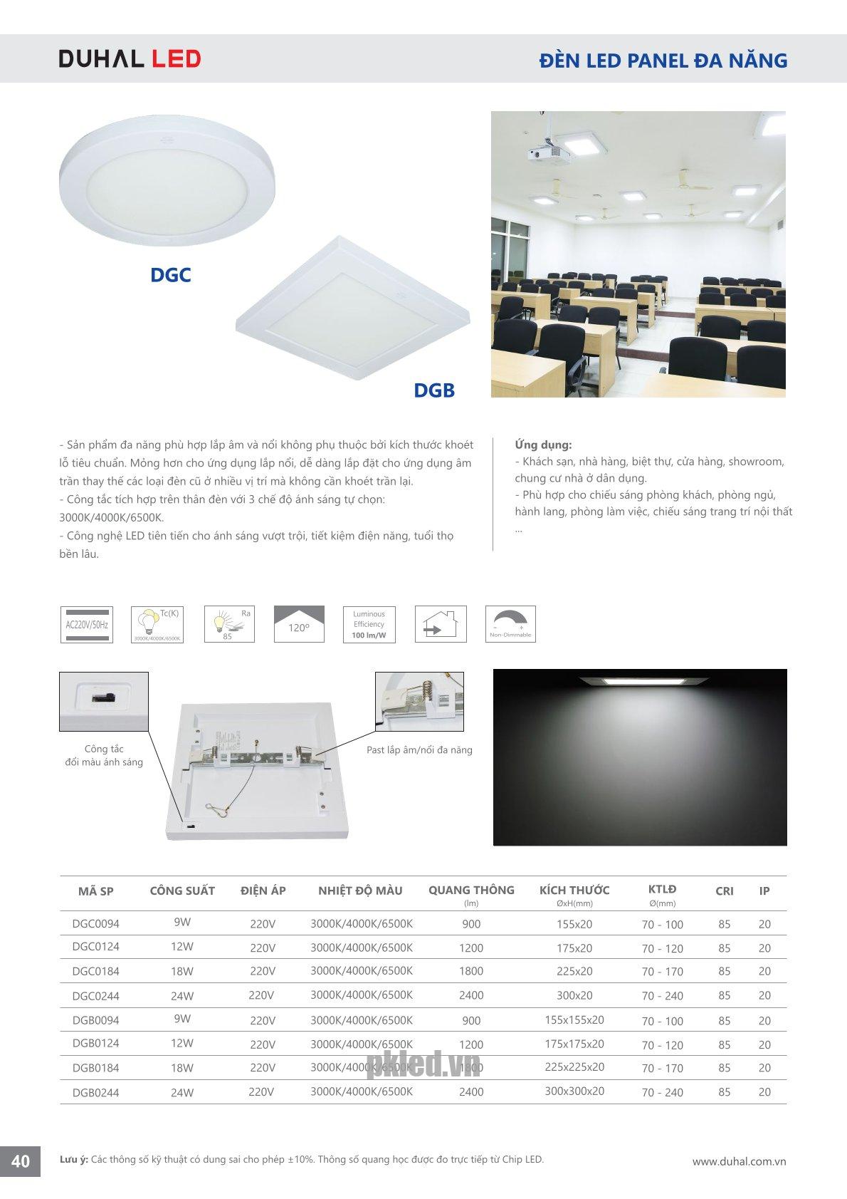 Trang 40- Tài liệu kỹ thuật đèn led Duhal series DGC, DGB