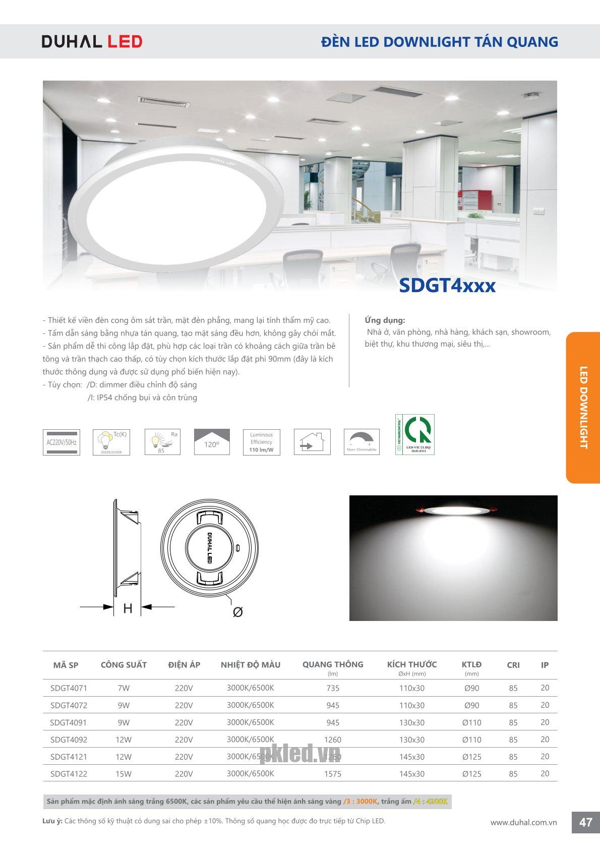 Trang 47- Tài liệu kỹ thuật đèn led Duhal series SDGT4xxx