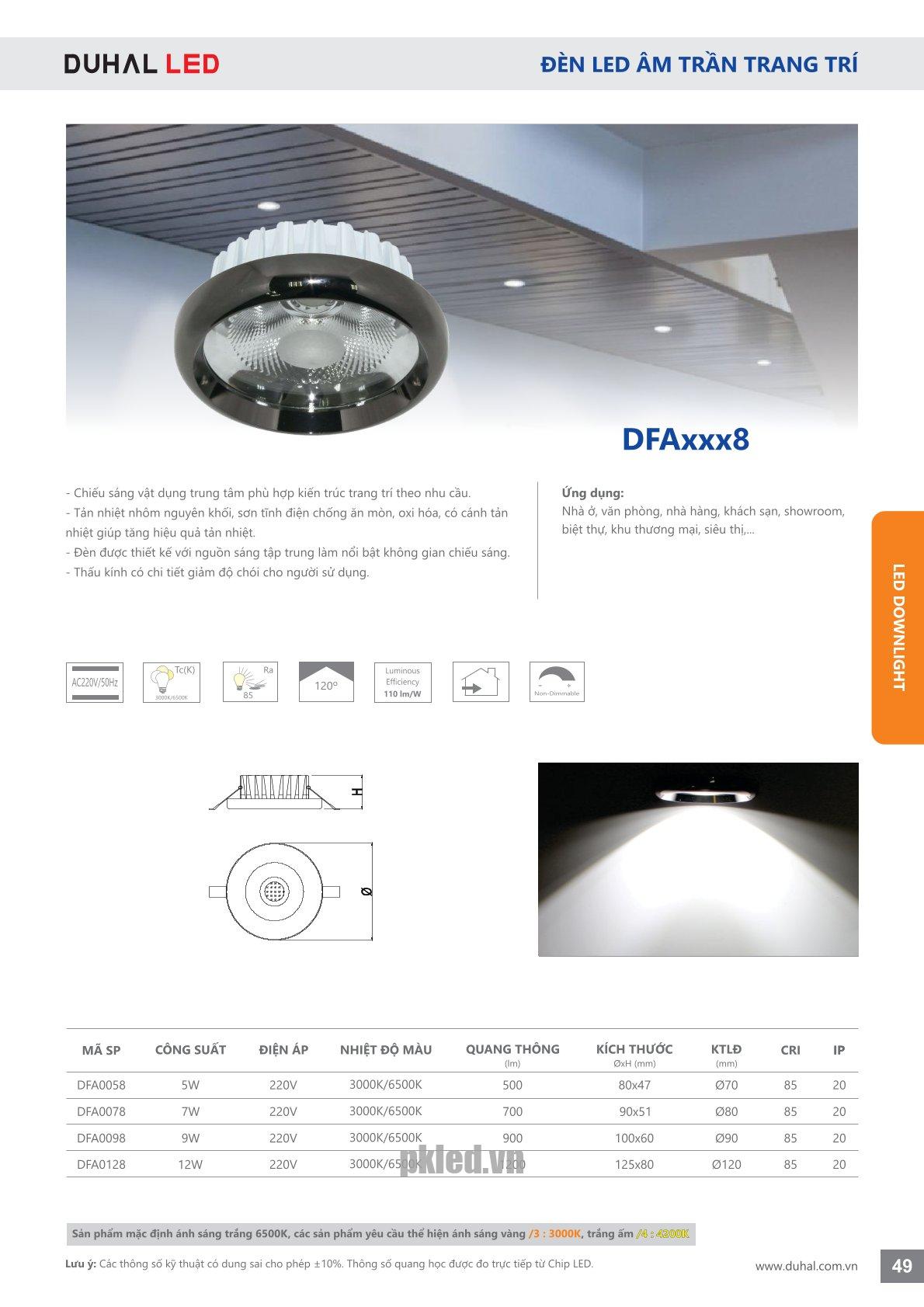 Trang 49- Tài liệu kỹ thuật đèn led Duhal series DFAxxx8